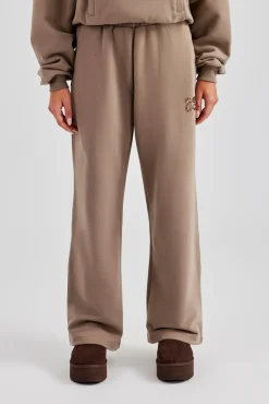 Women CLO-BOT-TRO Glitter Applique Wide Leg Jogger - Taupe