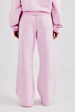 Women CLO-BOT-TRO Glitter Applique Wide Leg Jogger - Pink