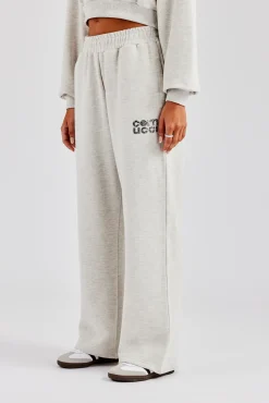 Women CLO-BOT-TRO Glitter Applique Wide Leg Jogger - Ash Grey