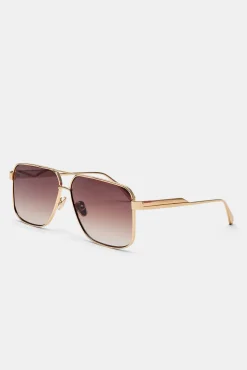 Women CLO-ACC Gold Aviator Sunglasses - Brown
