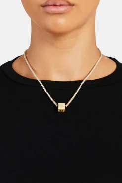 Women JWL-PEND Gold Plated Iced B Letter Block Pendant