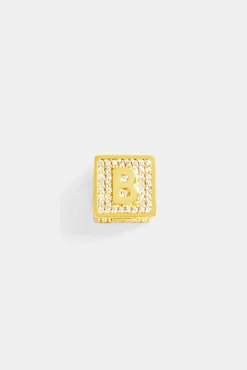 Women JWL-PEND Gold Plated Iced B Letter Block Pendant
