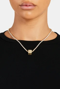 Women JWL-PEND Gold Plated Iced D Letter Block Pendant