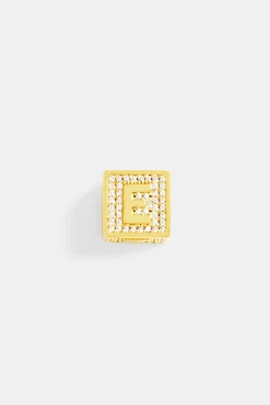 Women JWL-PEND Gold Plated Iced E Letter Block Pendant