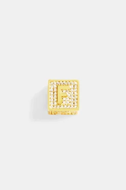 Women JWL-PEND Gold Plated Iced F Letter Block Pendant