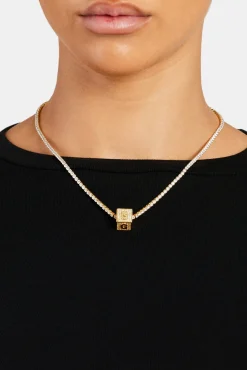 Women JWL-PEND Gold Plated Iced G Letter Block Pendant