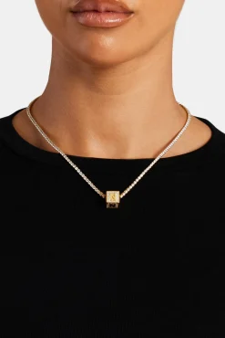 Women JWL-PEND Gold Plated Iced N Letter Block Pendant