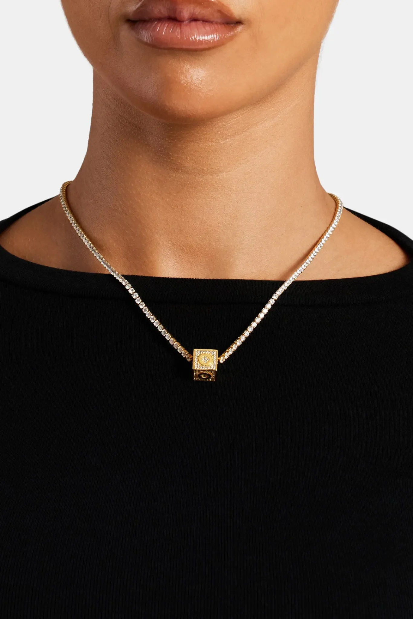 Women JWL-PEND Gold Plated Iced O Letter Block Pendant