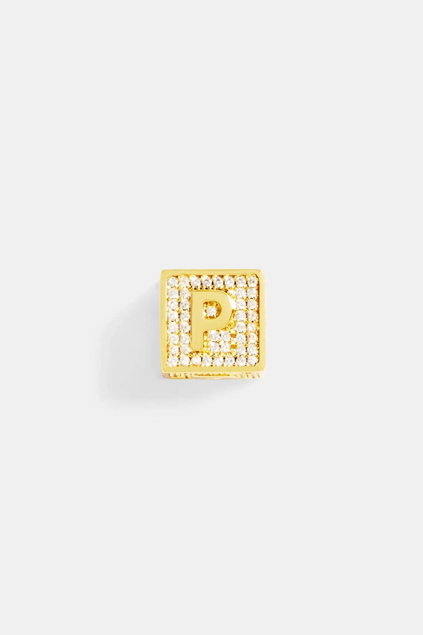 Women JWL-PEND Gold Plated Iced P Letter Block Pendant