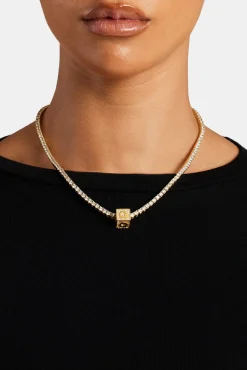 Women JWL-PEND Gold Plated Iced Q Letter Block Pendant