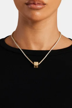 Women JWL-PEND Gold Plated Iced R Letter Block Pendant