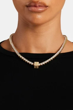 Women JWL-PEND Gold Plated Iced S Letter Block Pendant