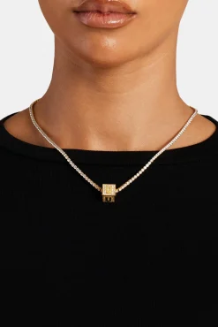 Women JWL-PEND Gold Plated Iced U Letter Block Pendant