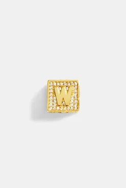 Women JWL-PEND Gold Plated Iced W Letter Block Pendant