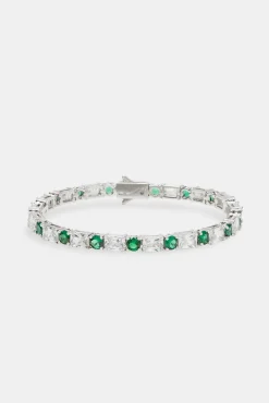 JWL-BRA Green & Clear Mixed Shape Tennis Bracelet - 8mm