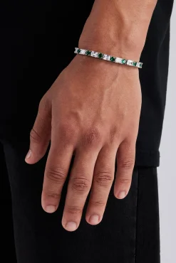 JWL-BRA Green & Clear Mixed Shape Tennis Bracelet - 8mm