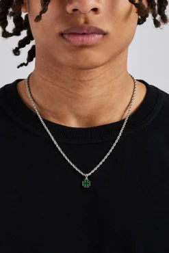 JWL-PEND Green Enamel Cross Motif Necklace - 10mm