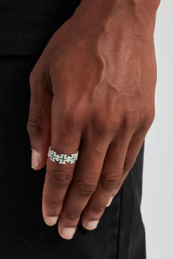 JWL-RNG Green Enamel Cross Motif Ring