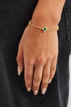 Women JWL-BRA Green Enamel Motif Rolo Link Bracelet - 10mm