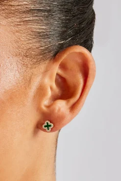 Women JWL-EAR Green Motif Stud Earrings - 8mm