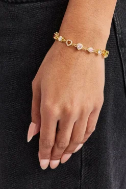 Women JWL-BRA Heart Outline Multi Gemstone Bracelet - 6mm