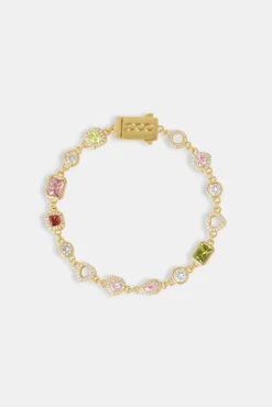 Women JWL-BRA Heart Outline Multi Gemstone Bracelet - 6mm