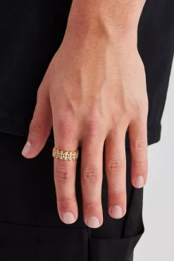 JWL-RNG Iced Alternating Cross Ring - 8mm - Gold