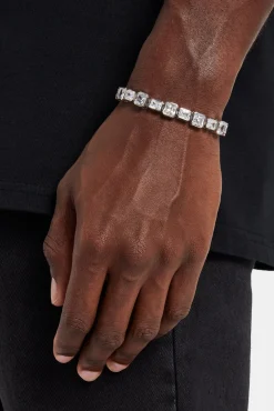 JWL-BRA Iced Alternating Square Bracelet- 8mm