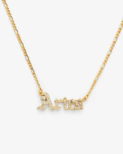 Women JWL-NECK Iced Aries Zodiac Necklace - Gold
