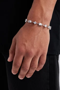 JWL-BRA Iced Baguette & Square Stone Bracelet - 8mm