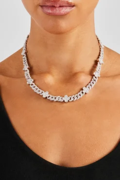 Women JWL-CHN Iced Baguette Motif Cuban Chain - 8mm