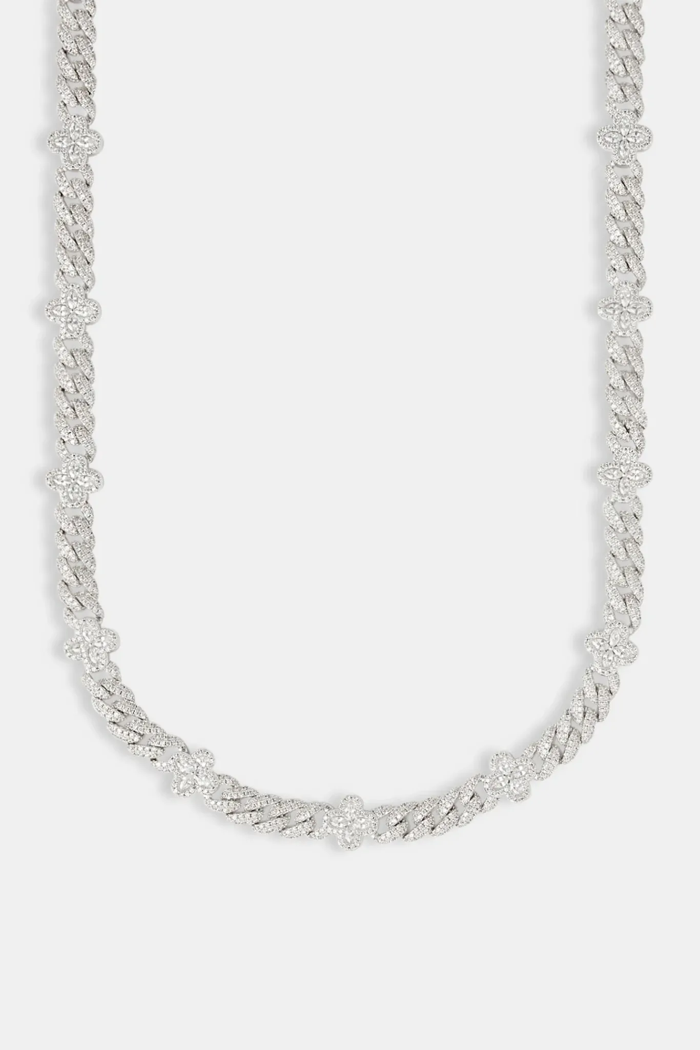 Women JWL-CHN Iced Baguette Motif Cuban Chain - 8mm