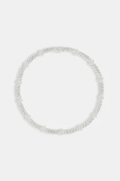 Women JWL-CHN Iced Baguette Motif Cuban Chain - 8mm