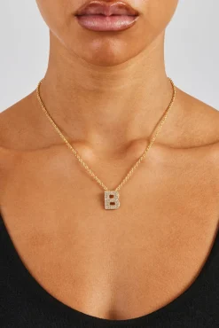 Women JWL-PEND Iced Balloon Letter Necklace - 20mm - Gold