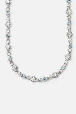 JWL-CHN Iced Blue & Clear Stone Cuban Chain - 10mm