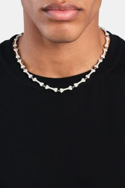 JWL-CHN Iced Bone Chain - White