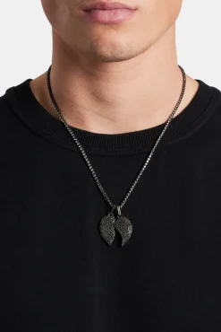 JWL-PEND Iced Connecting Heart Pendant - Black
