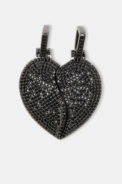 JWL-PEND Iced Connecting Heart Pendant - Black