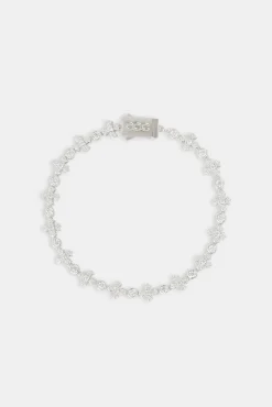 JWL-BRA Iced Cross & Gemstone Bracelet - 6mm