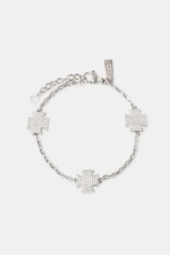 JWL-BRA Iced Cross Motif Bracelet - 10mm