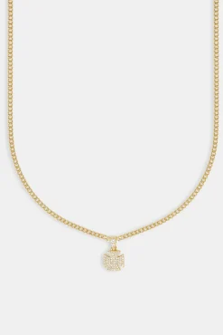 JWL-PEND Iced Cross Motif Cuban Necklace - 10mm - Gold