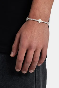 JWL-BRA Iced Cross Motif Tennis Bracelet - 3mm