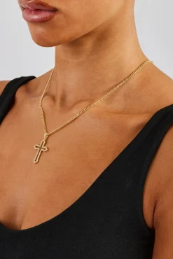 Women JWL-NECK Iced Cross Outline Cuban Necklace - 30mm