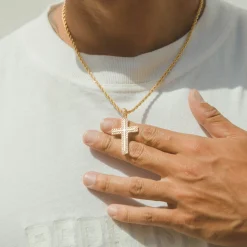 JWL-PEND Iced Cross Pendant - Gold