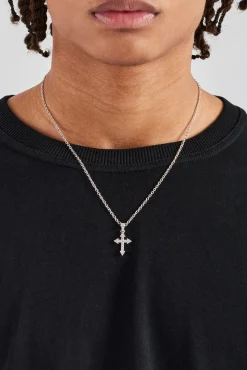 JWL-NECK Iced Cross Pendant Necklace - 25mm