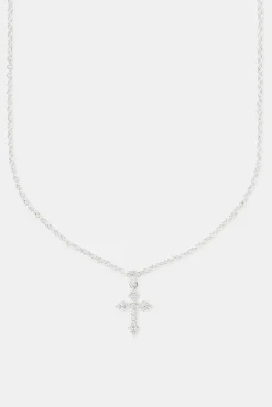 JWL-NECK Iced Cross Pendant Necklace - 25mm