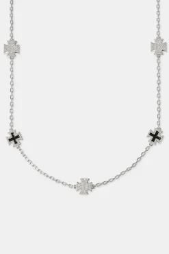 JWL-CHN Iced CZ & Black Enamel Motif Chain