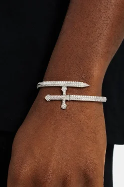 JWL-BRA Iced CZ Pave Cross Bangle