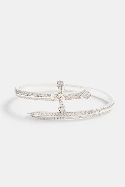 JWL-BRA Iced CZ Pave Cross Bangle