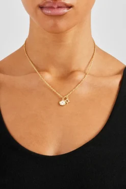 Women JWL-NECK Iced Double Star Motif Charm Necklace - 10mm